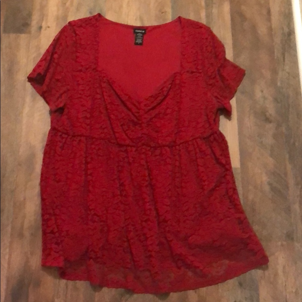 Very Sexy Red Lace Torrid 3 Blouse